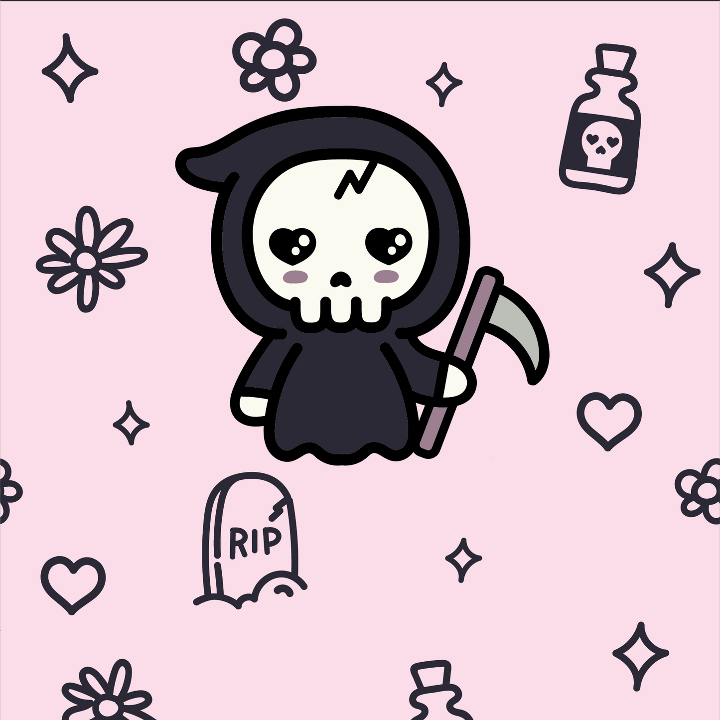 Pastel Goth Grim Reaper Ankle Socks - FootClothes