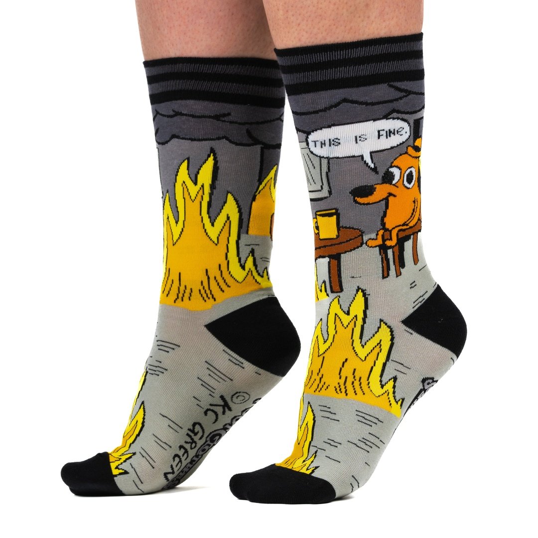 Metal This is Fine Crew Sock Pack | 2 Designs