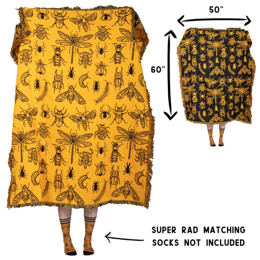 Creepy Crawlies Reversible Woven Blanket - FootClothes