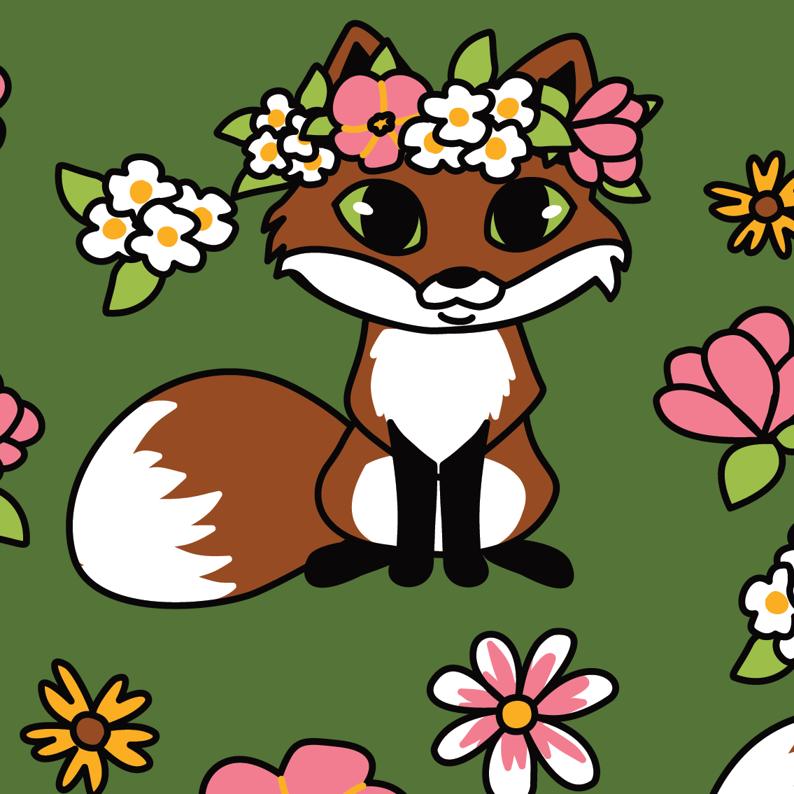 PREORDER Floral Foxes Crew Socks - FootClothes