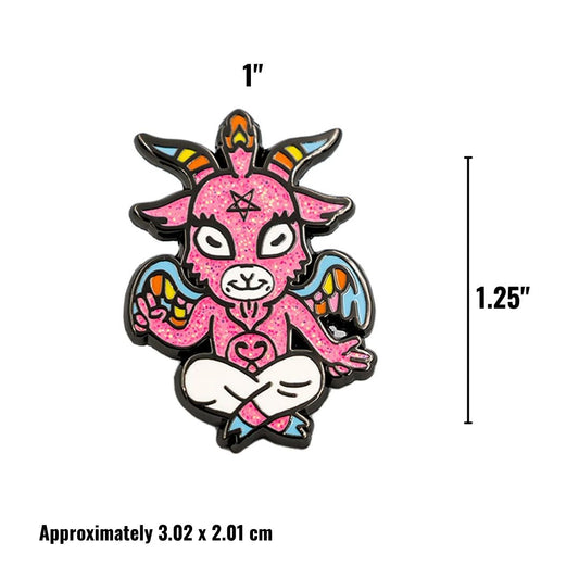 Cute Baphomet Goat Hard Enamel Pin with Glitter