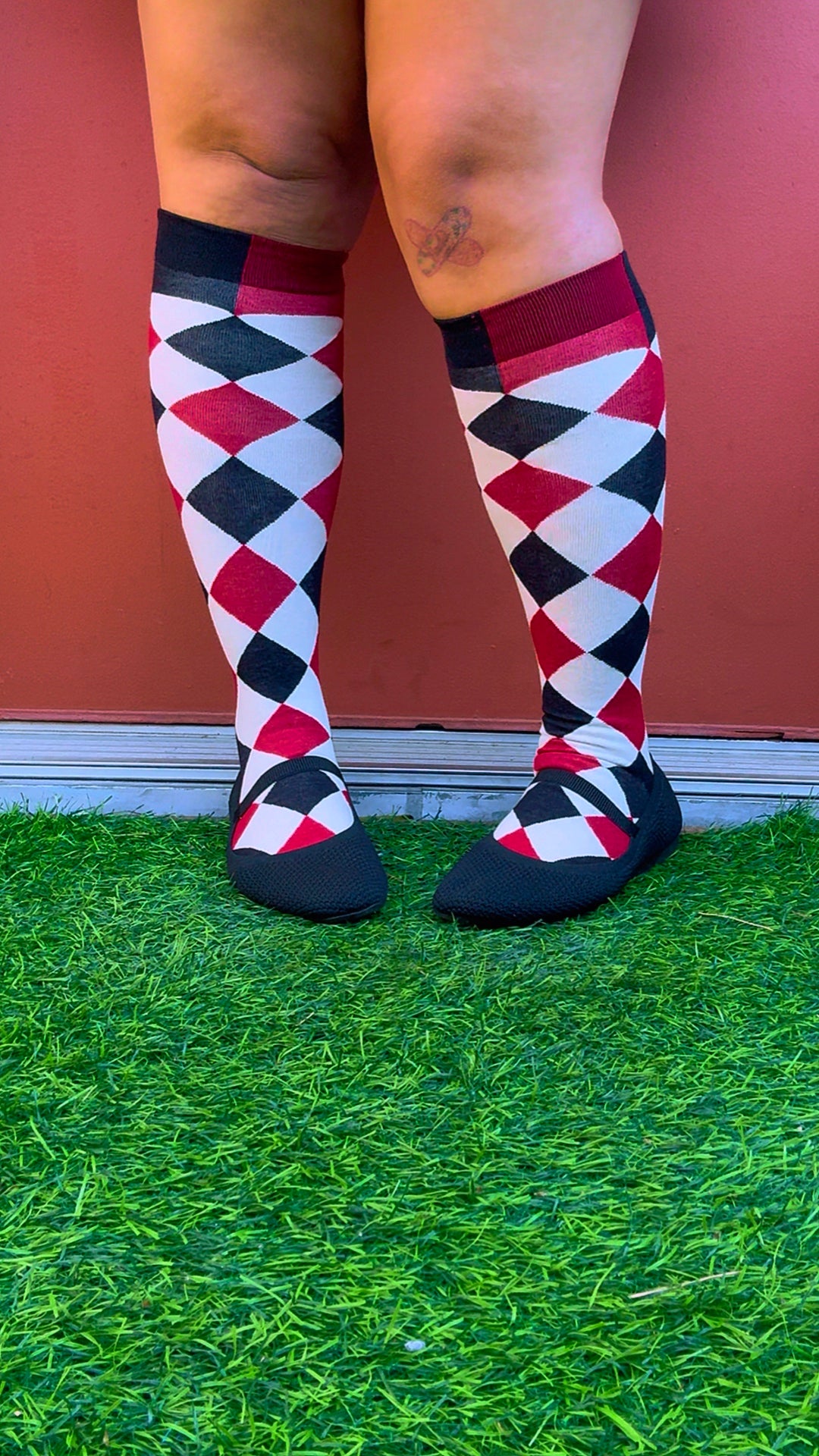 Haunting Harlequin Knee High Socks - FootClothes