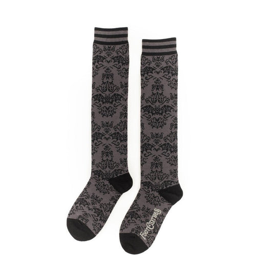 Bat Damask Knee High Socks - FootClothes