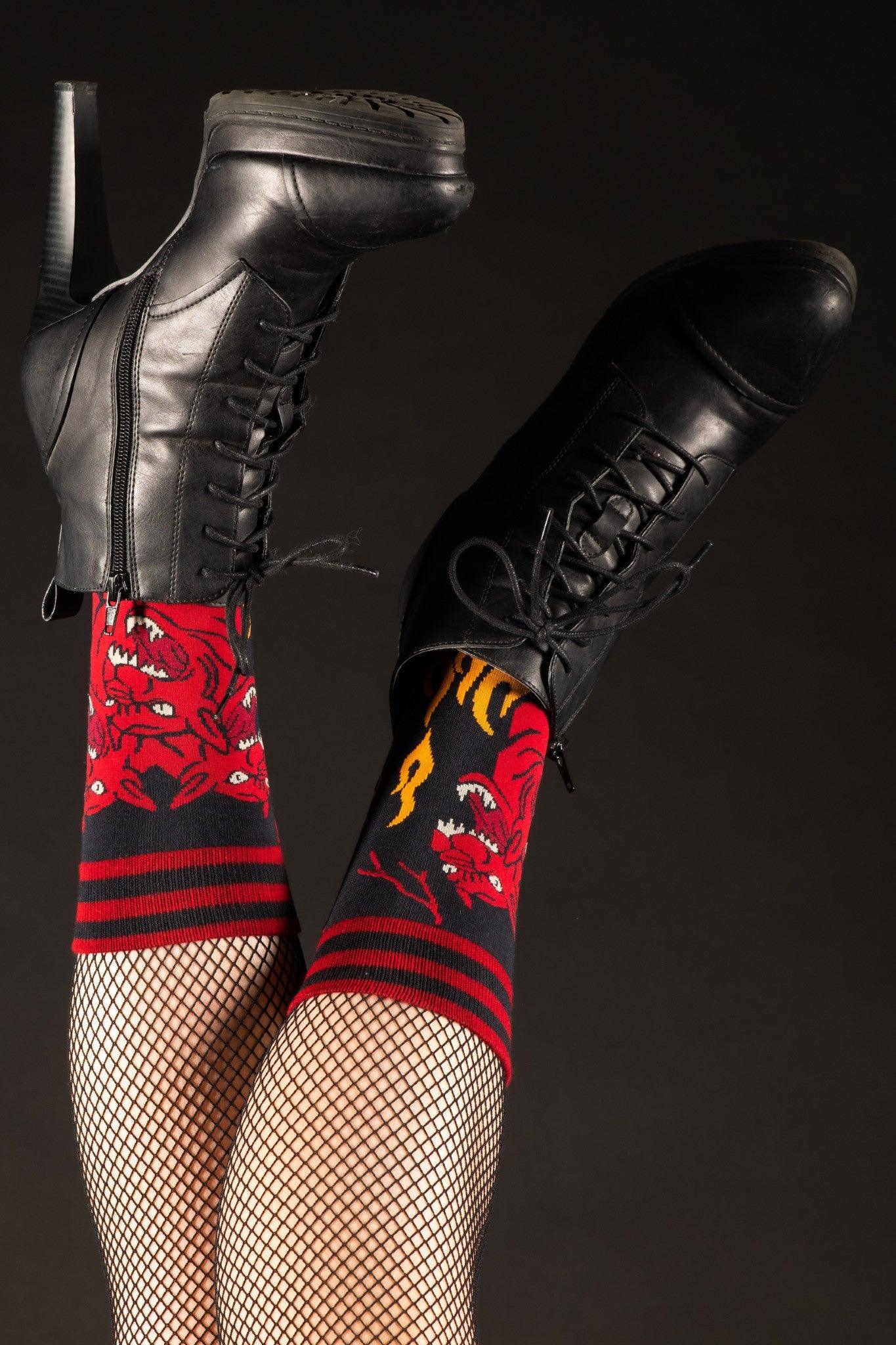 Evil AF Cerberus Crew Socks | FootClothes | Socks | 0702