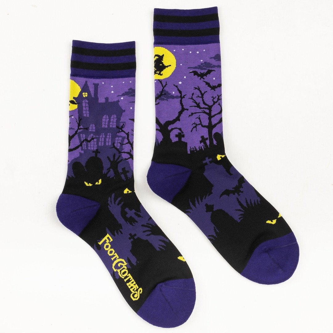 Spooky Soles: Purple Ghostly Jack O' Lantern Halloween Socks