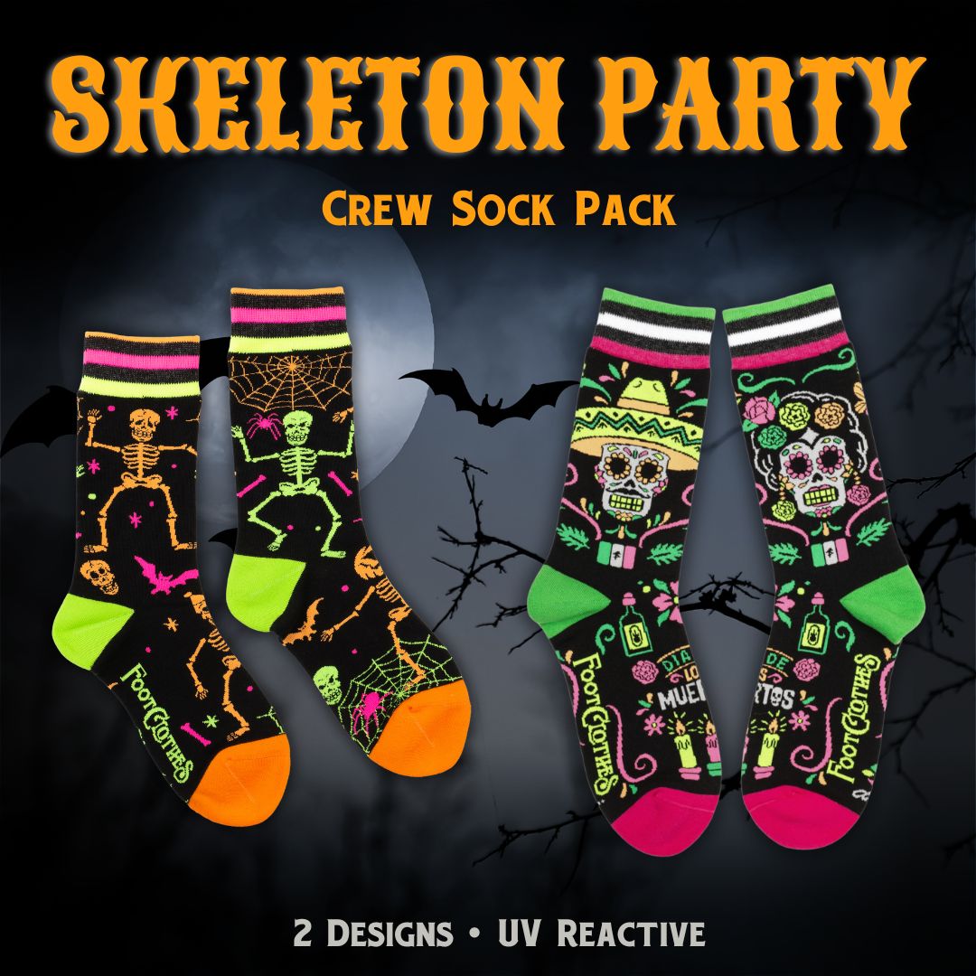 Skeleton Party Crew Sock Pack | 2 Designs