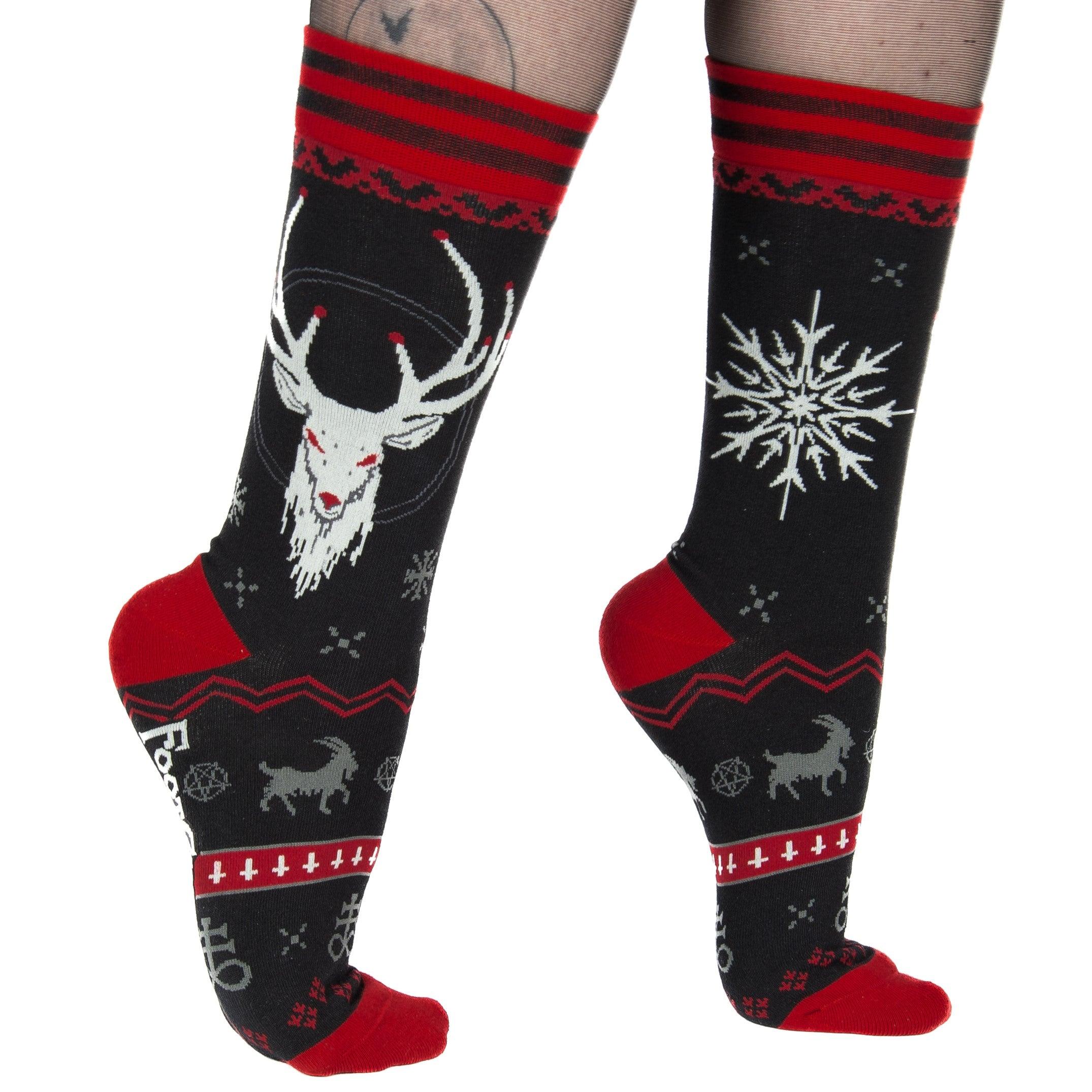 Beelzebuck Ugly Xmas Sweater Crew Socks - FootClothes