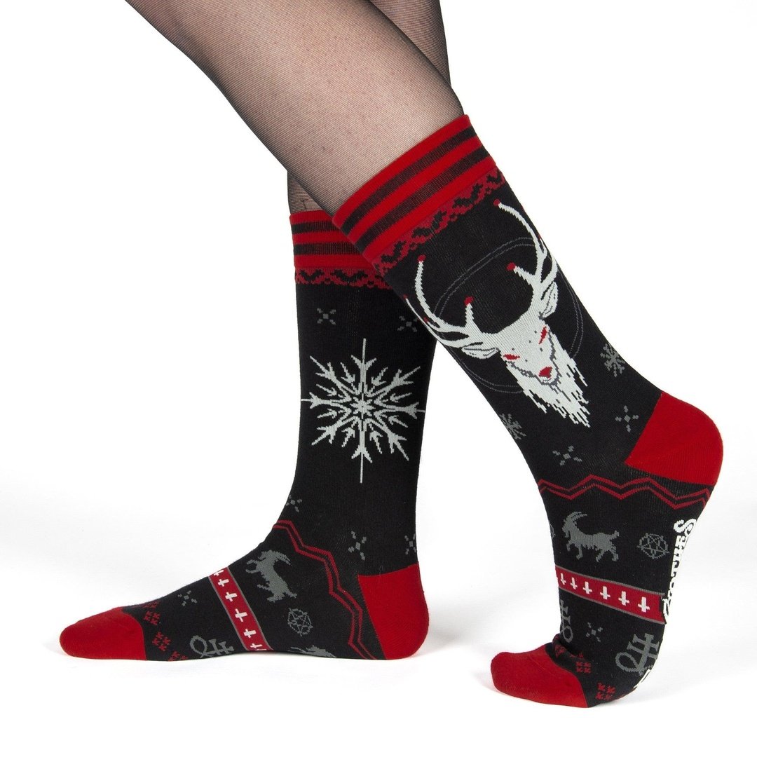 Beelzebuck Ugly Xmas Sweater Crew Socks - FootClothes