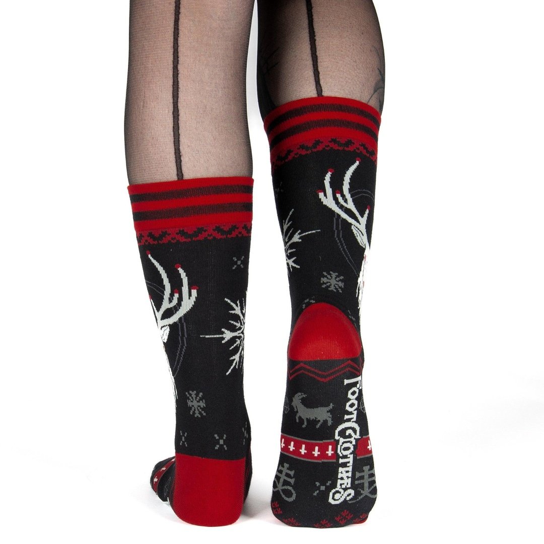 Beelzebuck Ugly Xmas Sweater Crew Socks - FootClothes