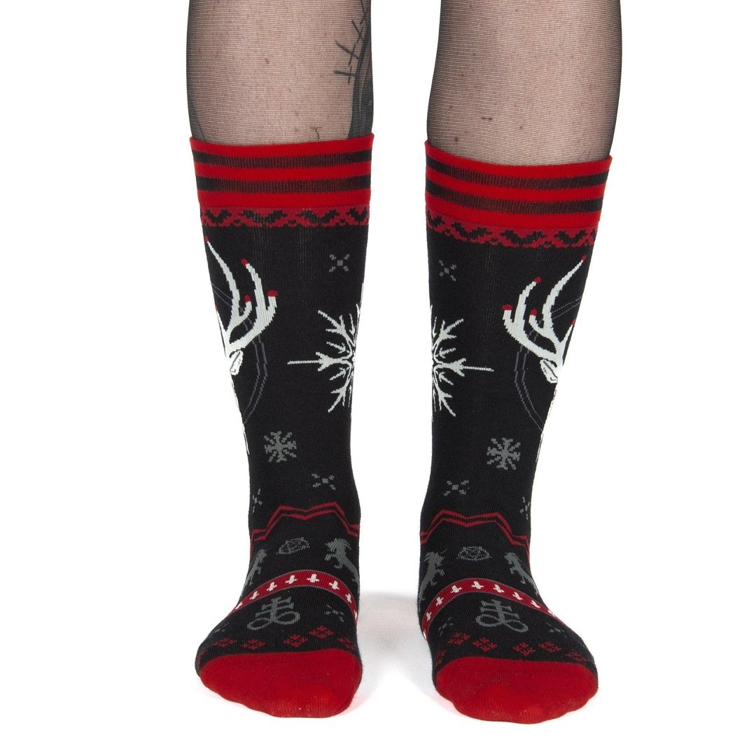 Beelzebuck Ugly Xmas Sweater Crew Socks - FootClothes