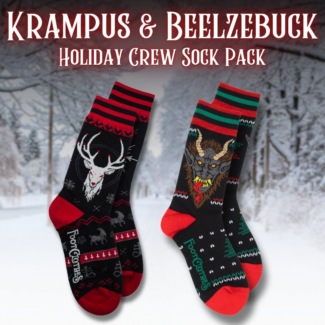 Krampus & Beelzebuck Holiday Crew Sock Pack  | 2 Designs