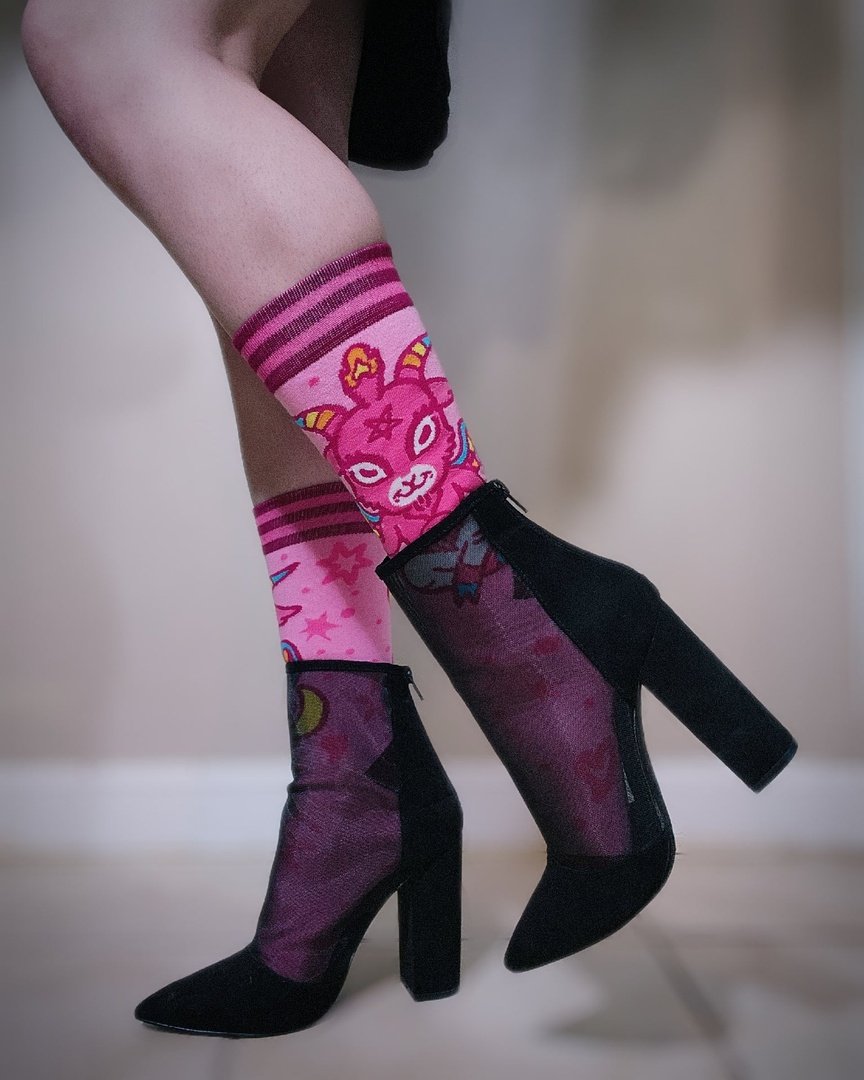 Cute Baphomet Goat Crew Socks - FootClothes