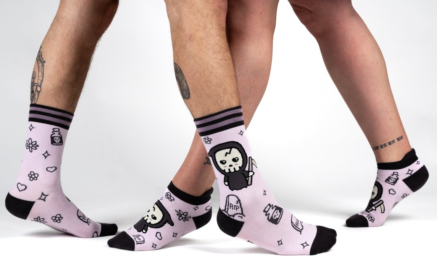 Pastel Goth Grim Reaper Ankle Socks