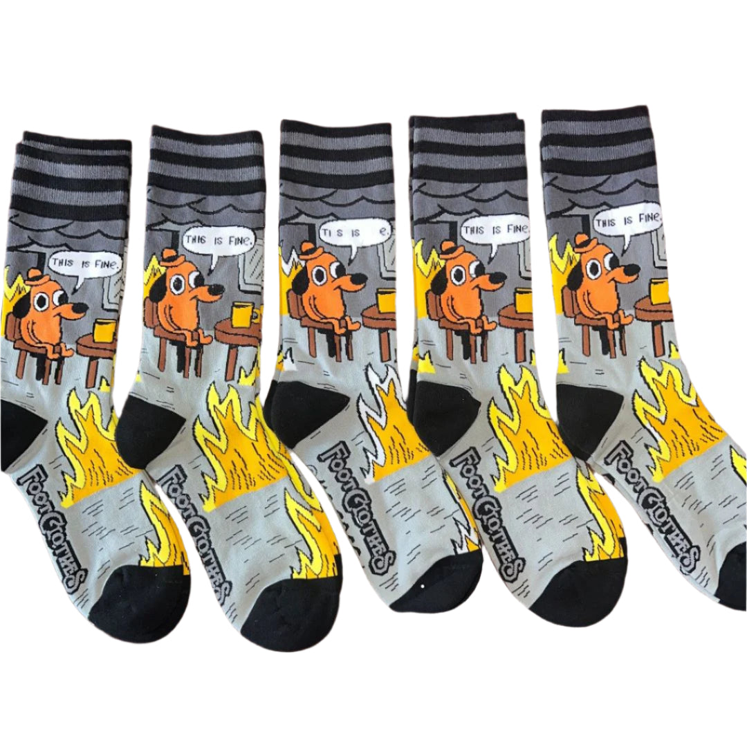 IMPERFECT This is Fine: Noir Edition Crew Socks