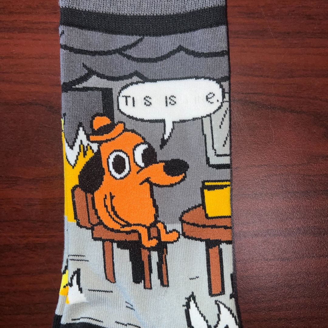 IMPERFECT This is Fine: Noir Edition Crew Socks