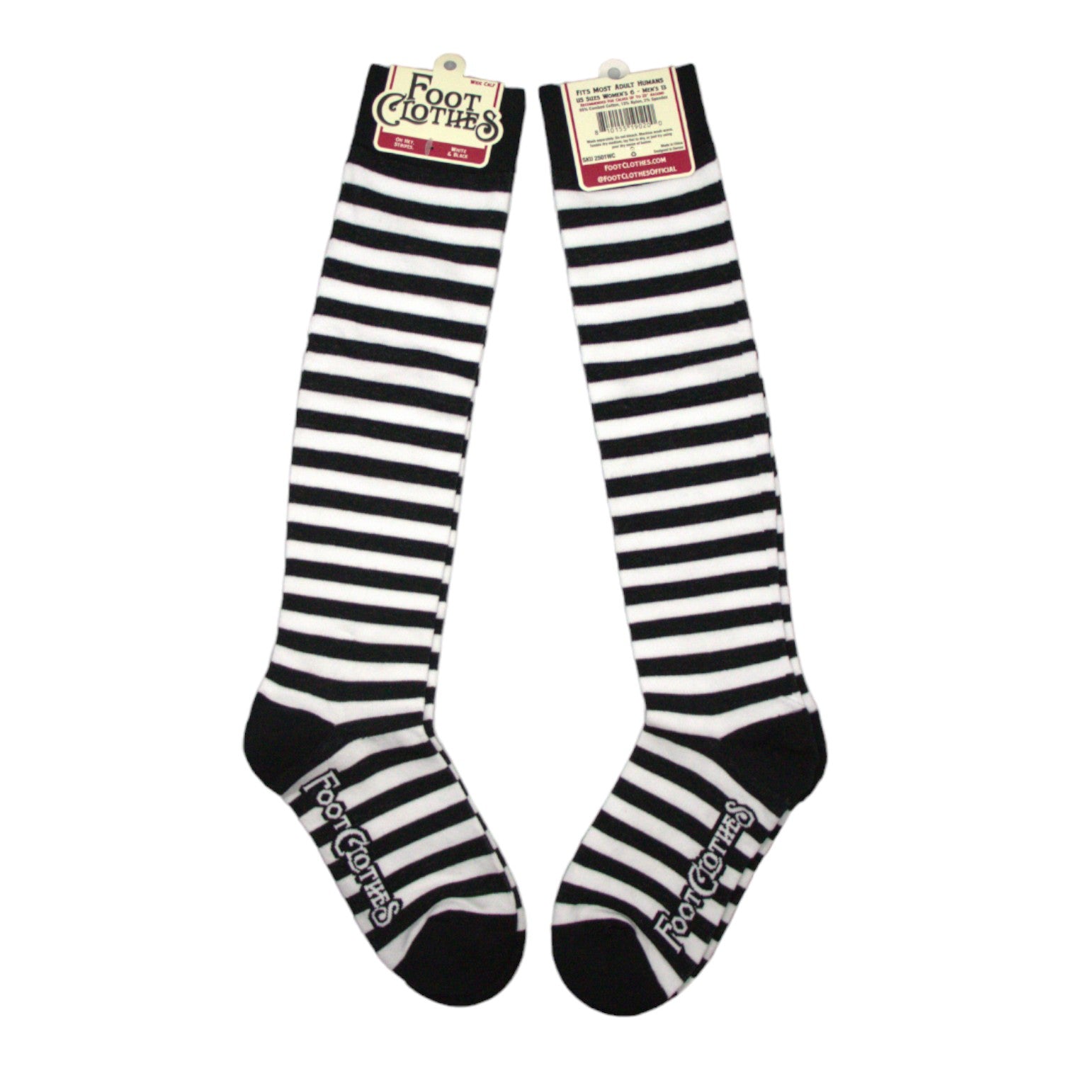 Wide Calf White and Black Stripes Knee High Socks