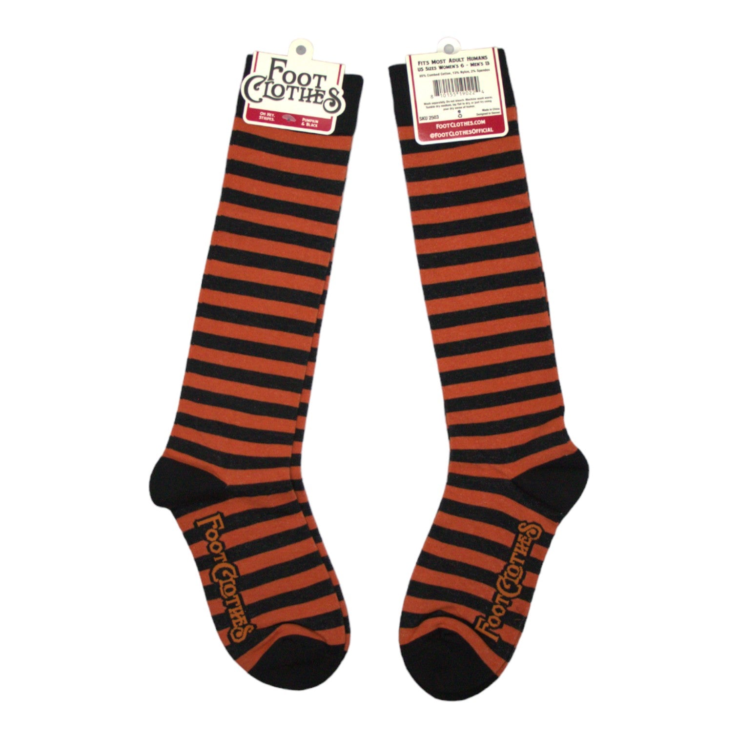 Pumpkin and Black Stripes Knee High Socks