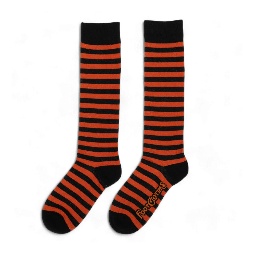 Pumpkin and Black Stripes Knee High Socks