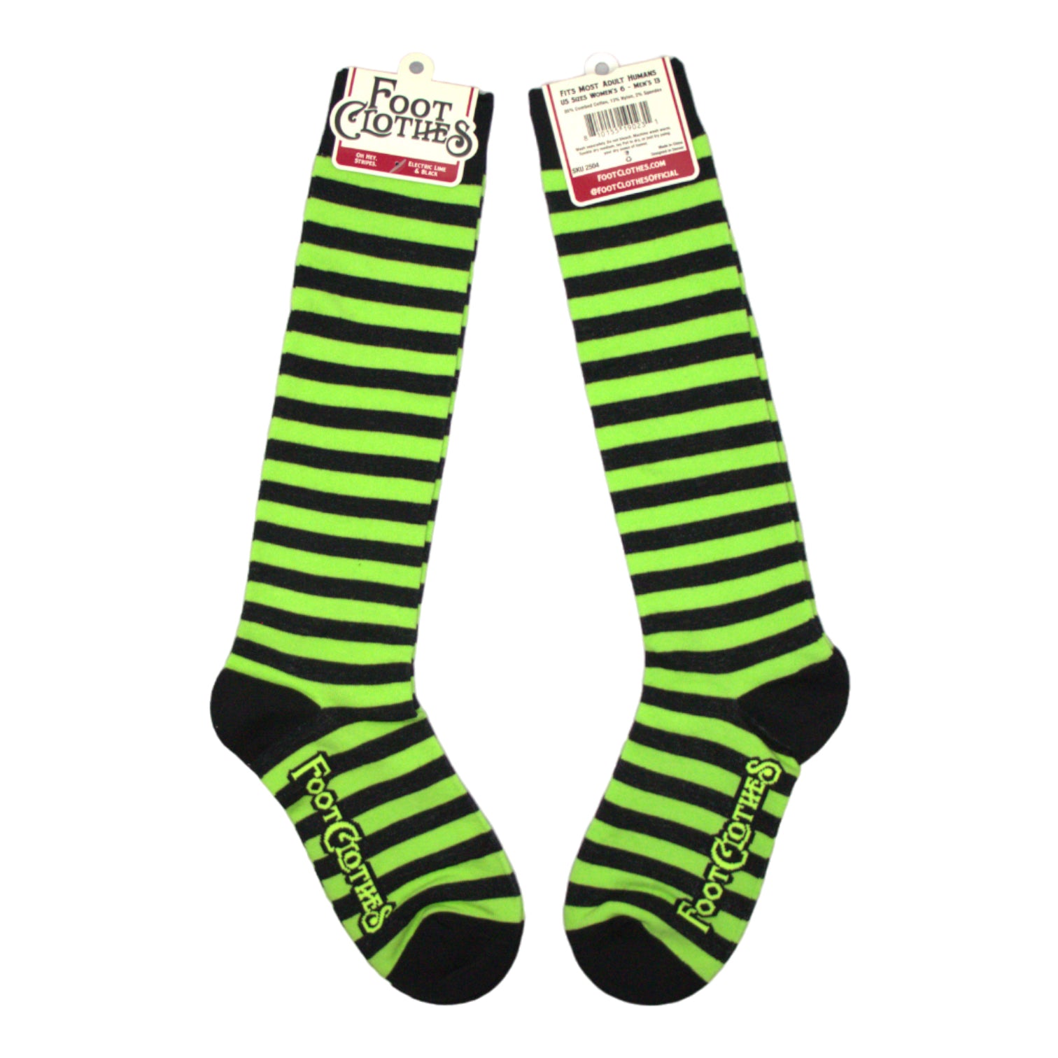 Electric Lime and Black Stripes Knee High Socks