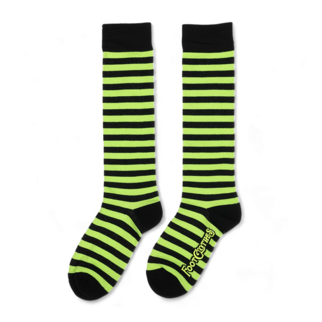 Electric Lime and Black Stripes Knee High Socks