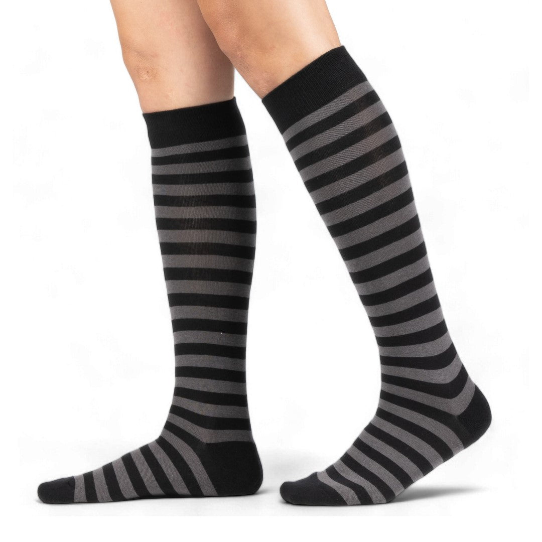 Smoke and Black Stripes Knee High Socks