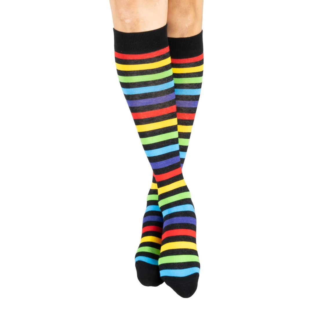 Radiant Rainbow Stripes Knee High Socks