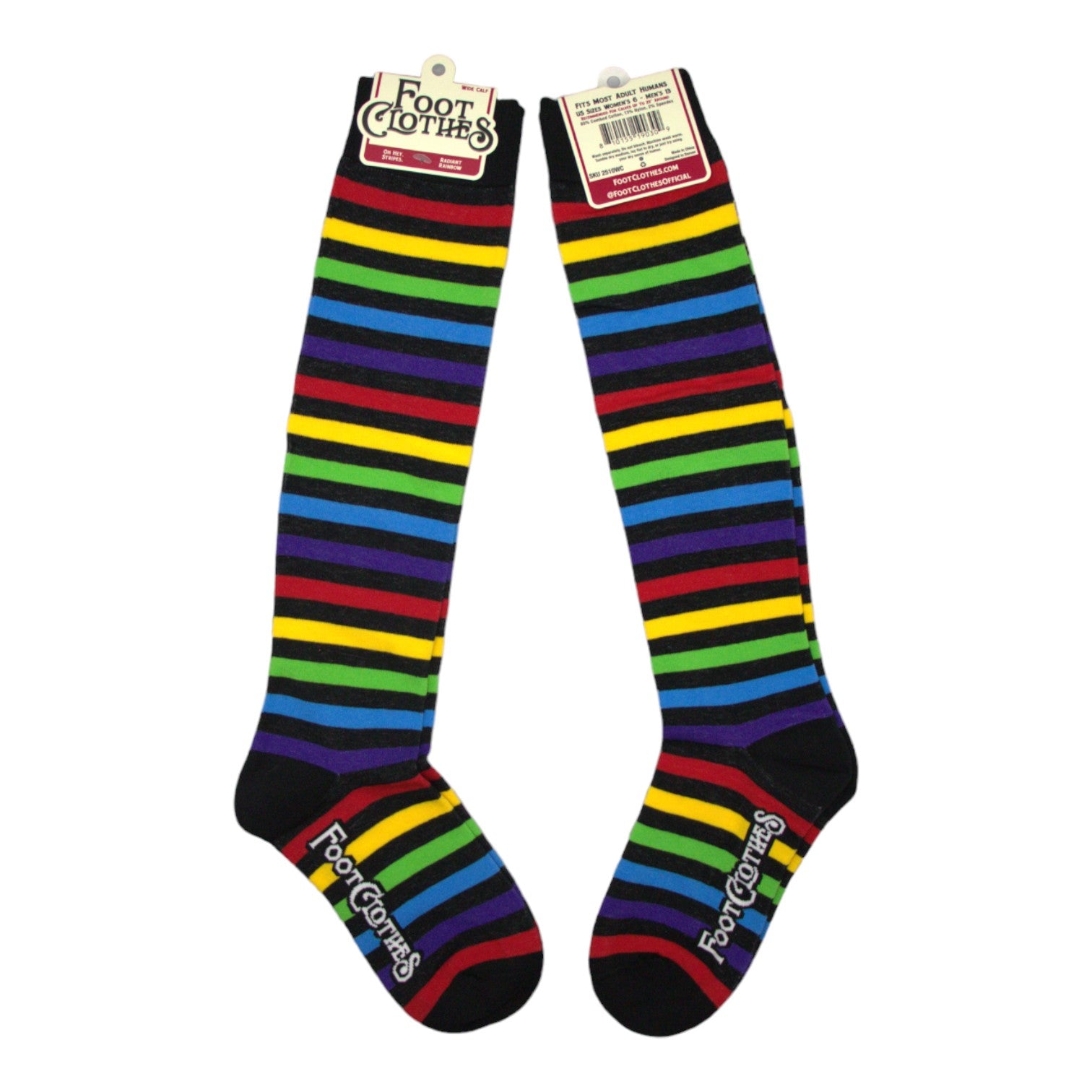 Wide Calf Radiant Rainbow Stripes Knee High Socks