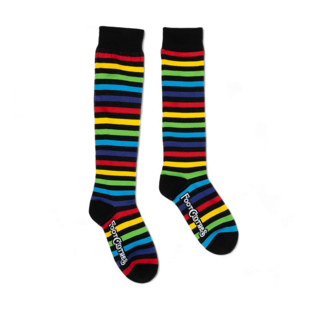 Wide Calf Radiant Rainbow Stripes Knee High Socks