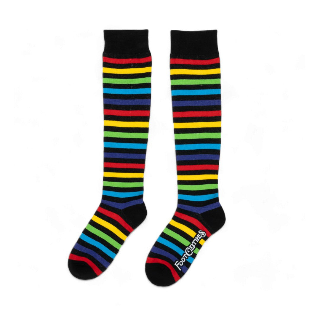 Wide Calf Radiant Rainbow Stripes Knee High Socks