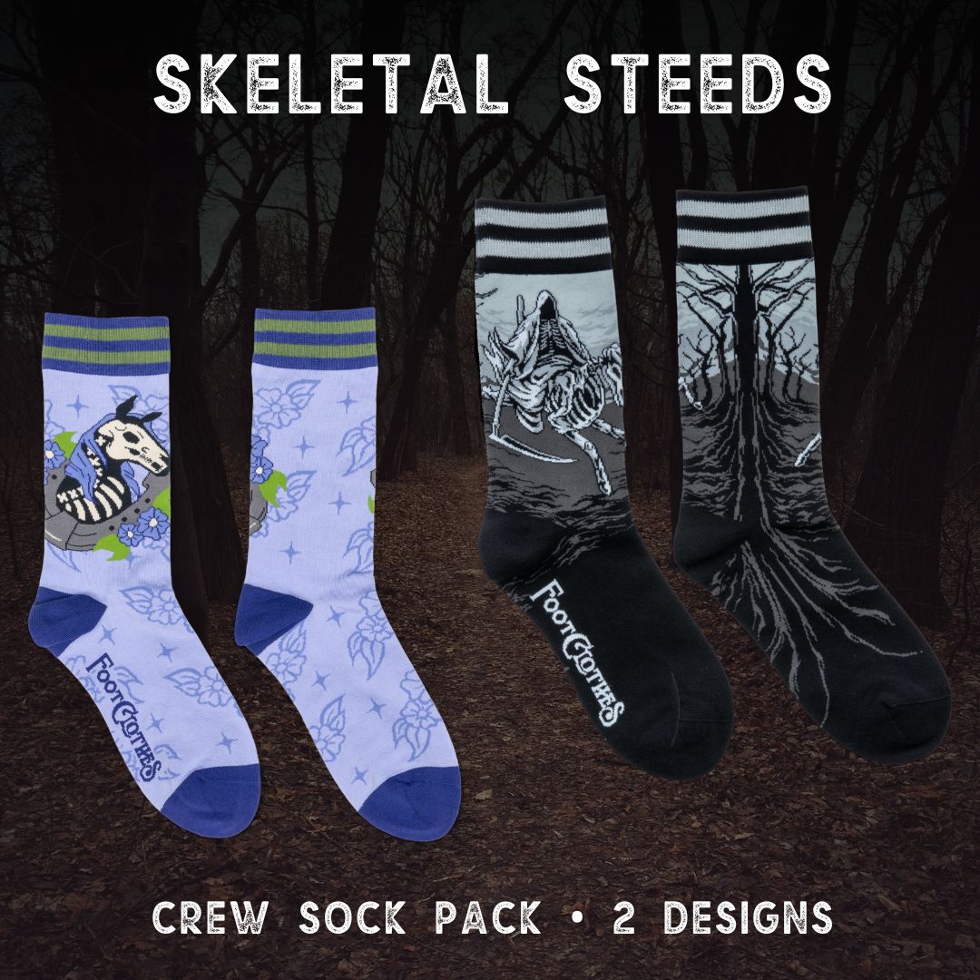 Skeletal Steeds Crew Sock Pack | 2 Designs