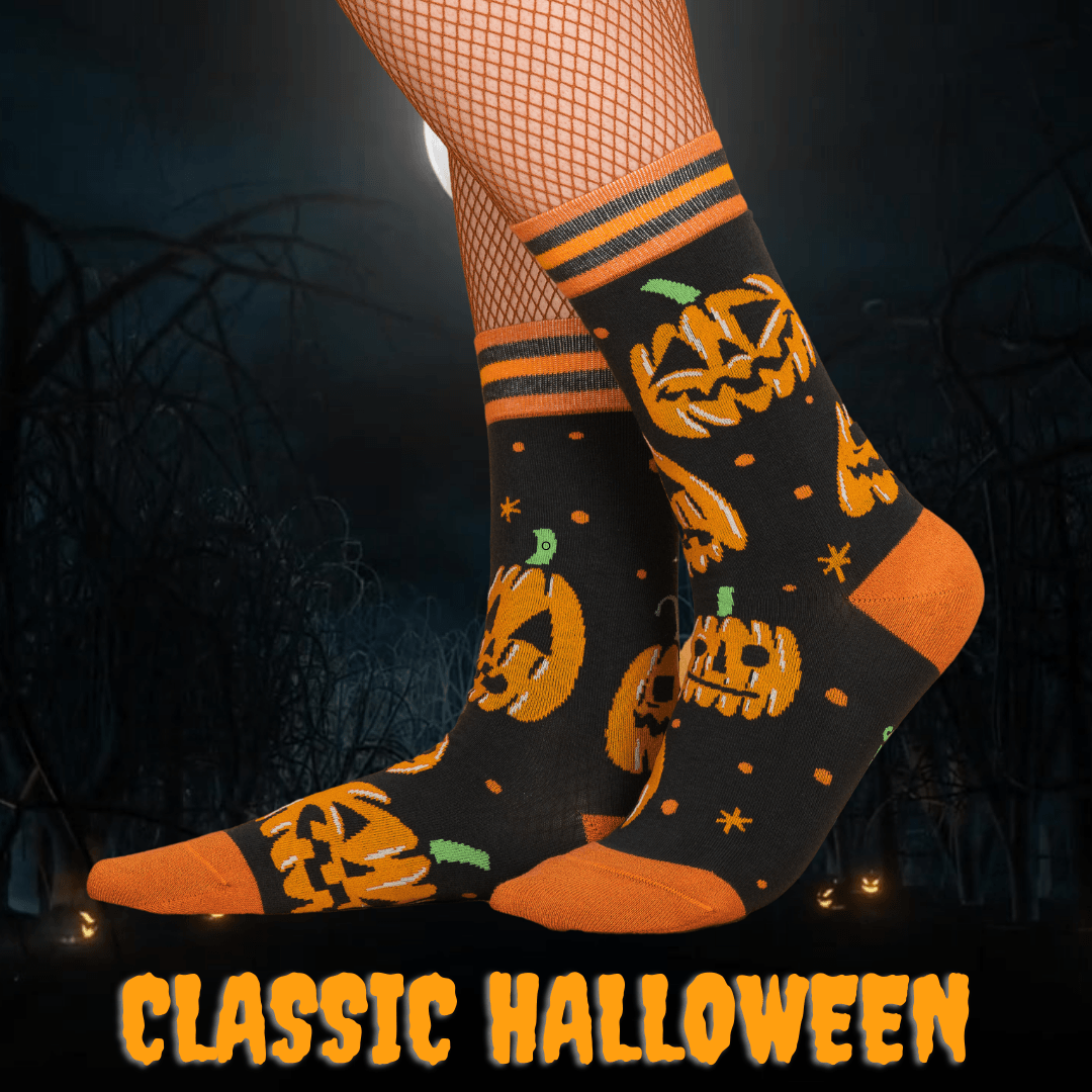 Vintage Jack-O-Lantern Pumpkin Crew Socks - FootClothes