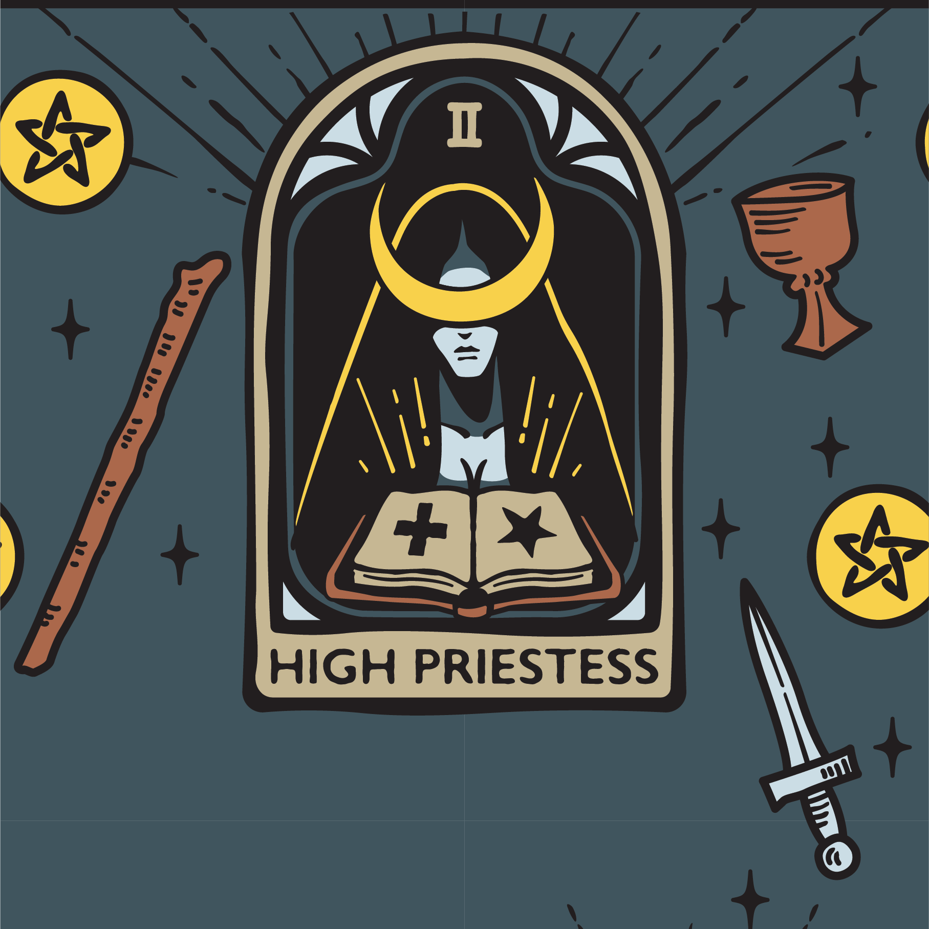 The High Priestess Tarot Nouveau Crew Socks