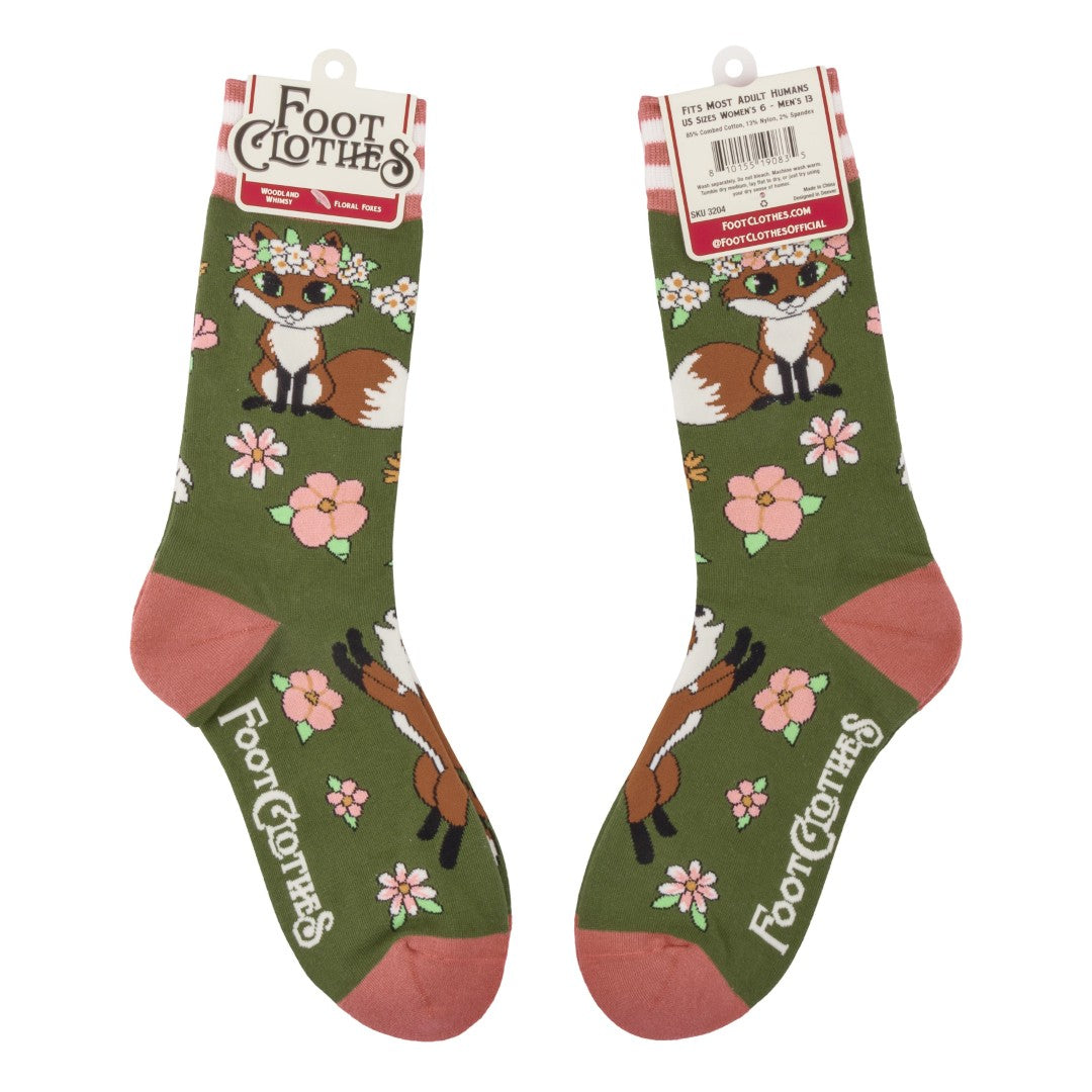 Floral Foxes Crew Socks