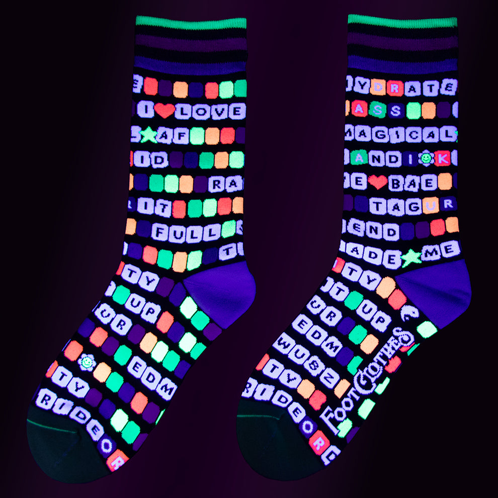 Kandi Land UV Reactive Crew Socks | FootClothes