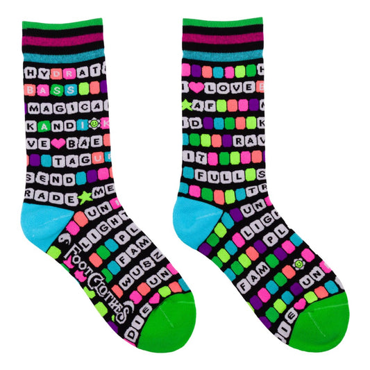 Kandi Land UV Reactive Crew Socks
