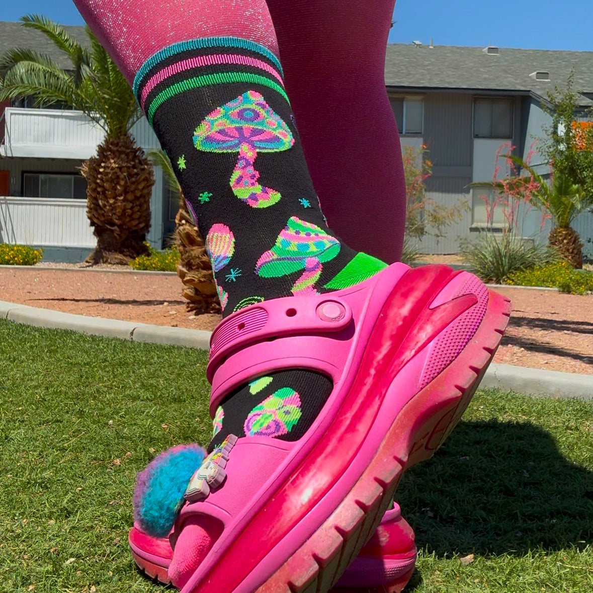 Funky Fungi UV Reactive Crew Socks - FootClothes