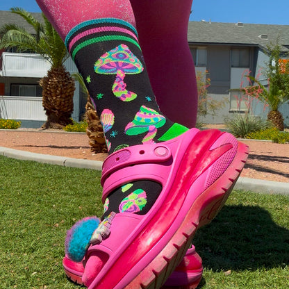 Funky Fungi UV Reactive Crew Socks - FootClothes