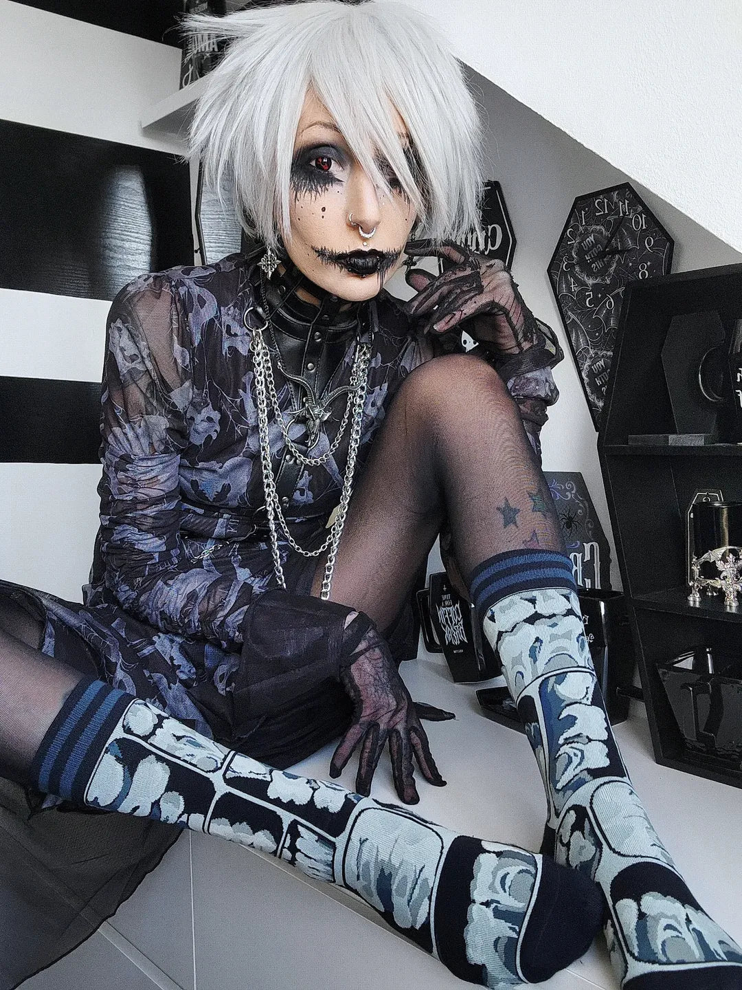 Too Cool for Flossing Teeth X-Ray Crew Socks