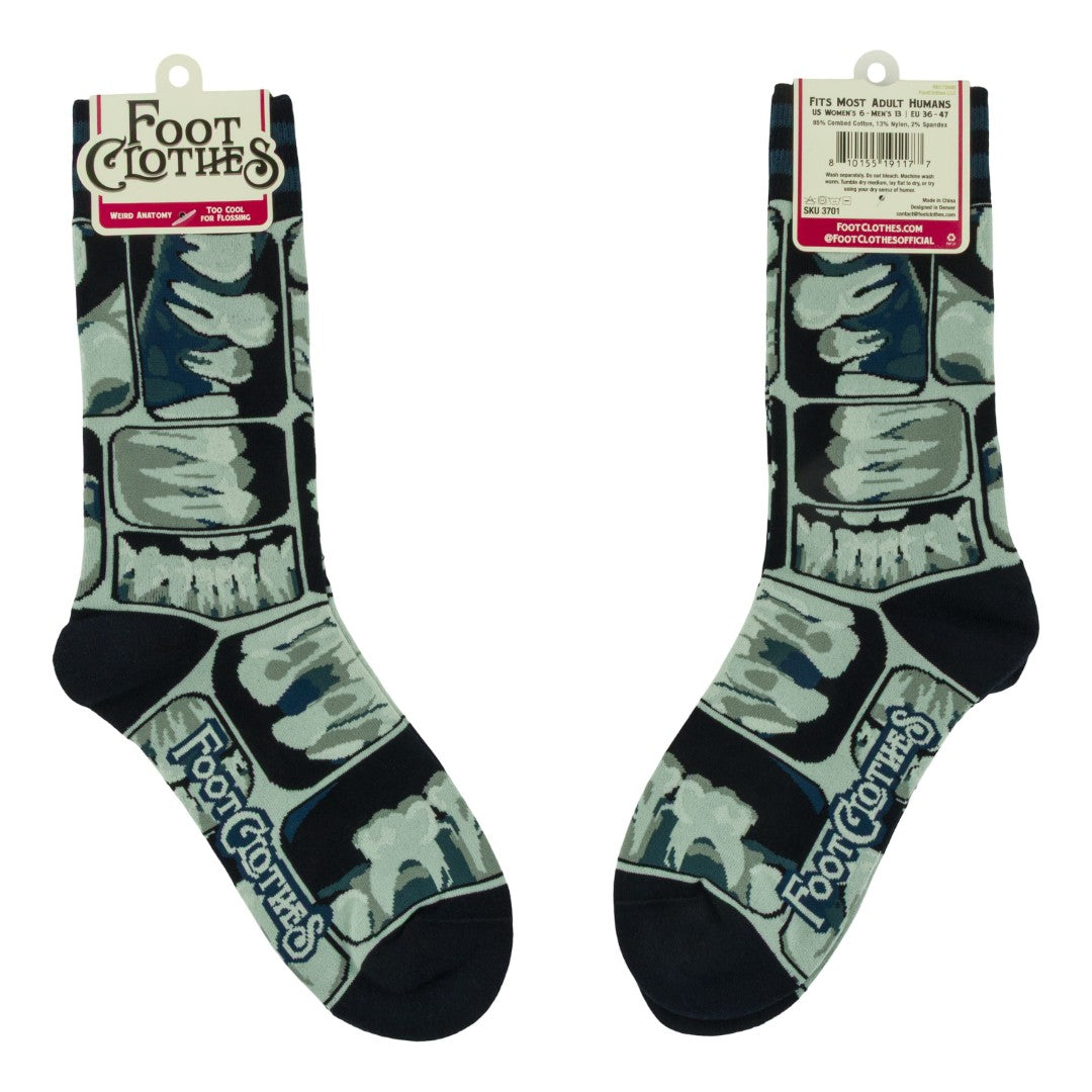 Too Cool for Flossing Teeth X-Ray Crew Socks