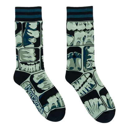 Too Cool for Flossing Teeth X-Ray Crew Socks