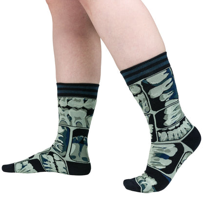 Too Cool for Flossing Teeth X-Ray Crew Socks