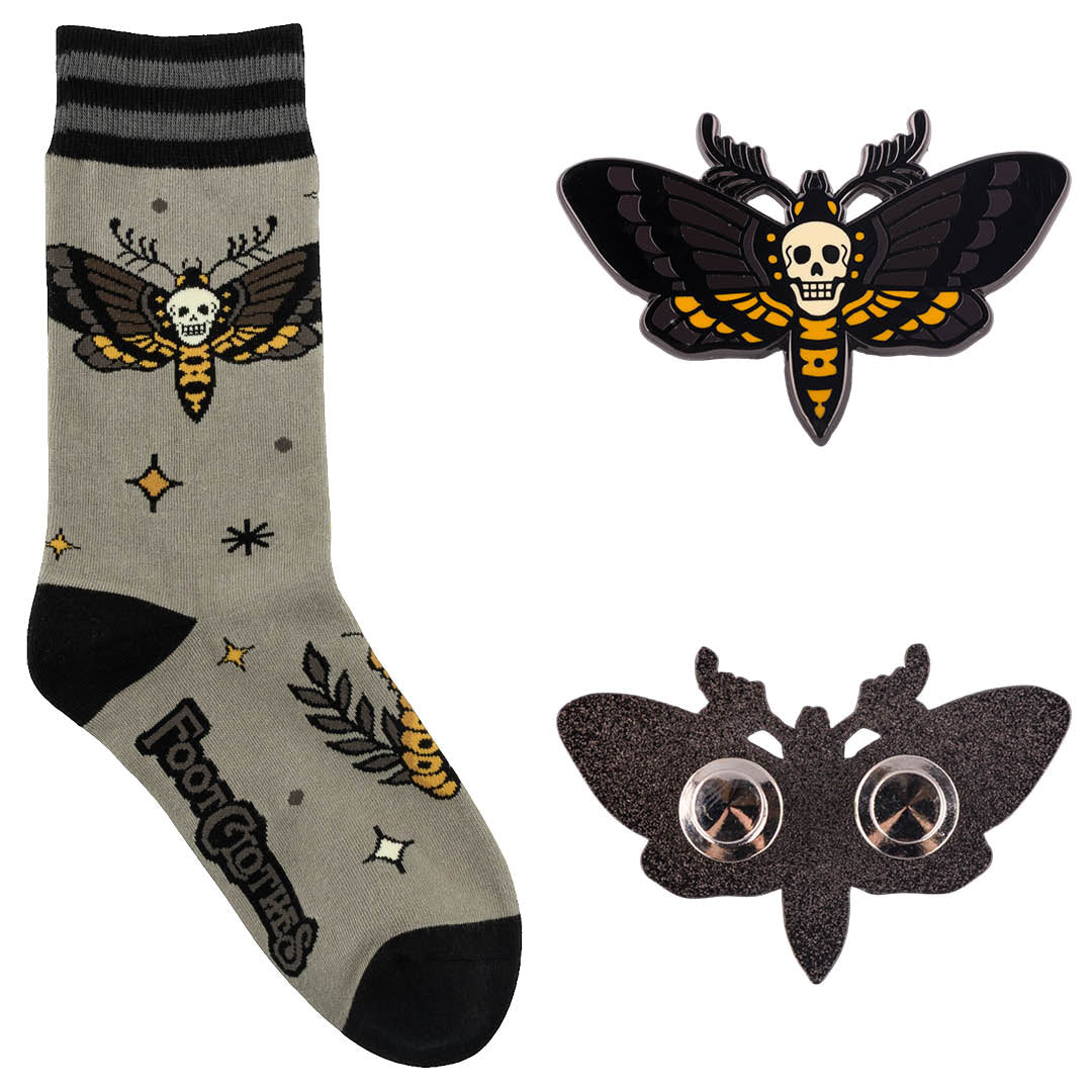 LIMITED Metamorphosis Death Moth Crew Sock and Pin Pack