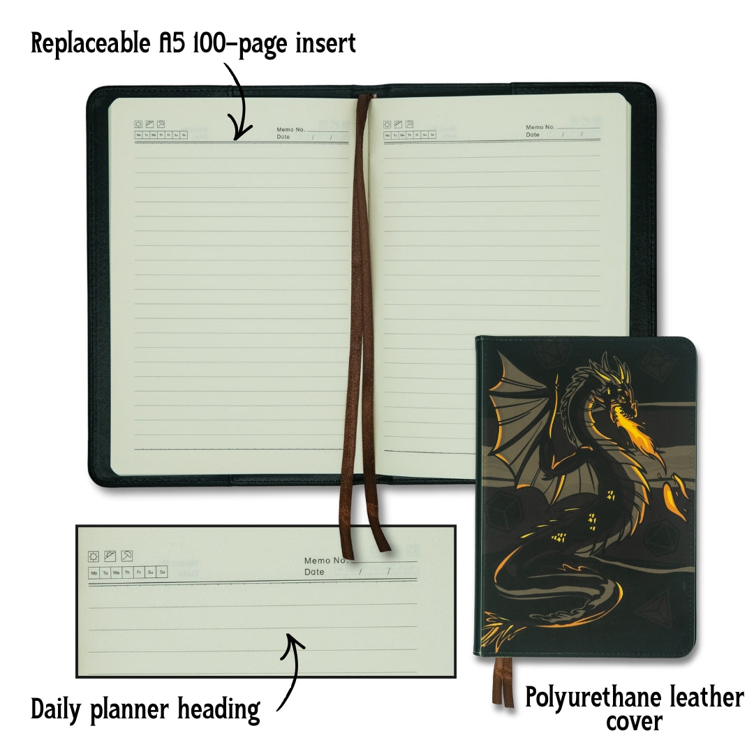 LIMITED Dragon's Flame PU Leather Journal (Reusable Cover + Pages)