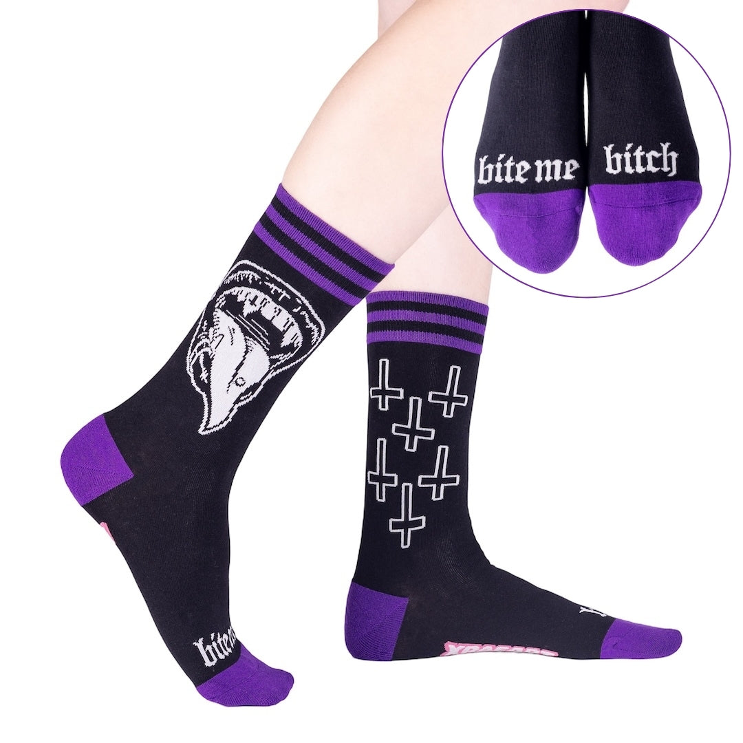 Bite Me Bitch Crew Socks - FootClothes
