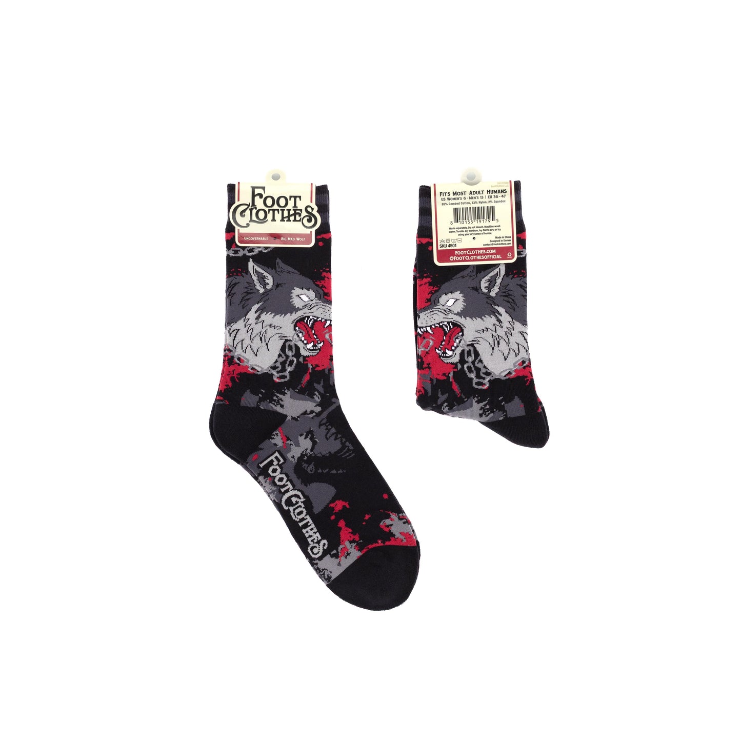 Big Mad Wolf Crew Socks - FootClothes