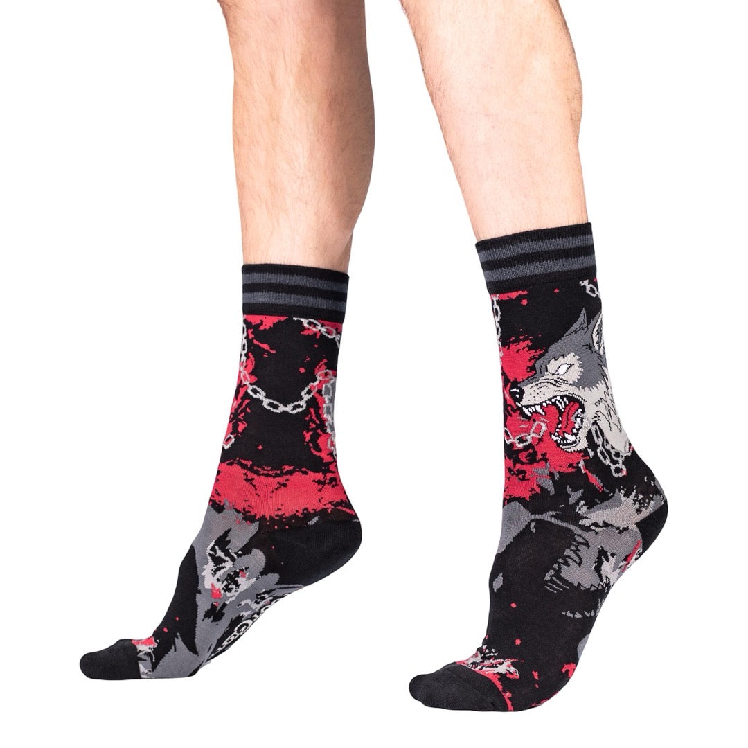 Big Mad Wolf Crew Socks - FootClothes