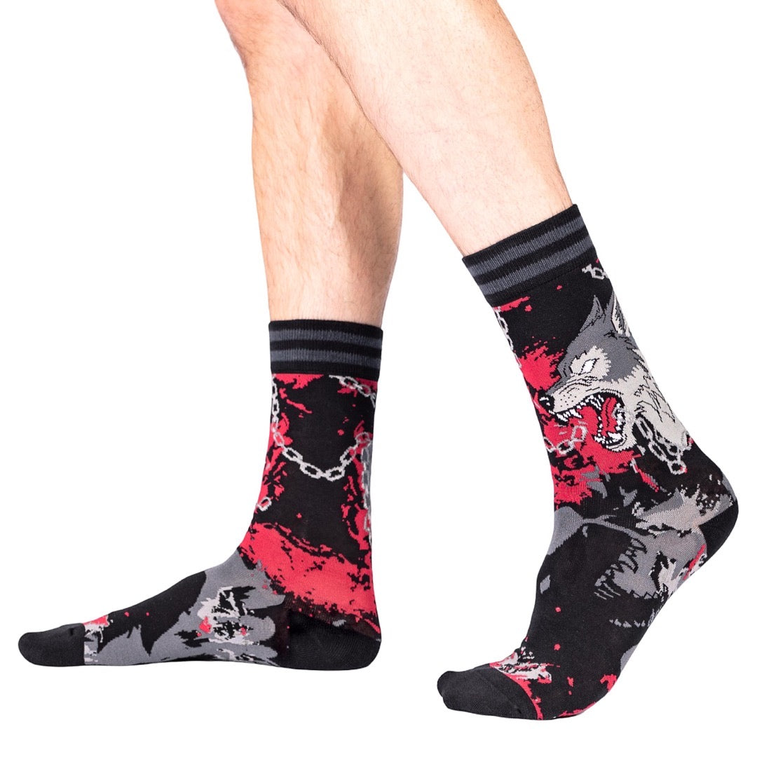 Big Mad Wolf Crew Socks - FootClothes