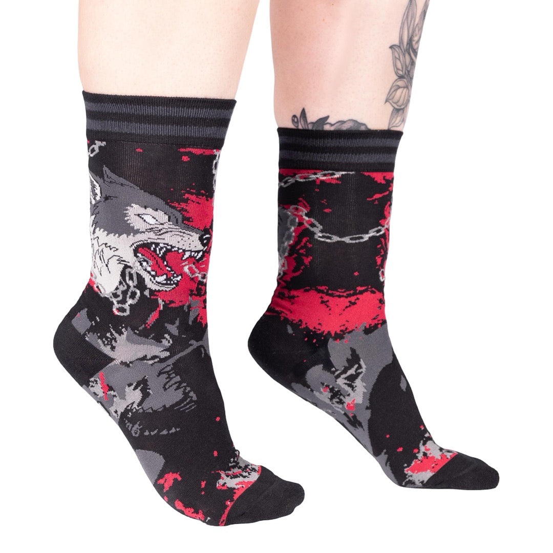 Big Mad Wolf Crew Socks - FootClothes