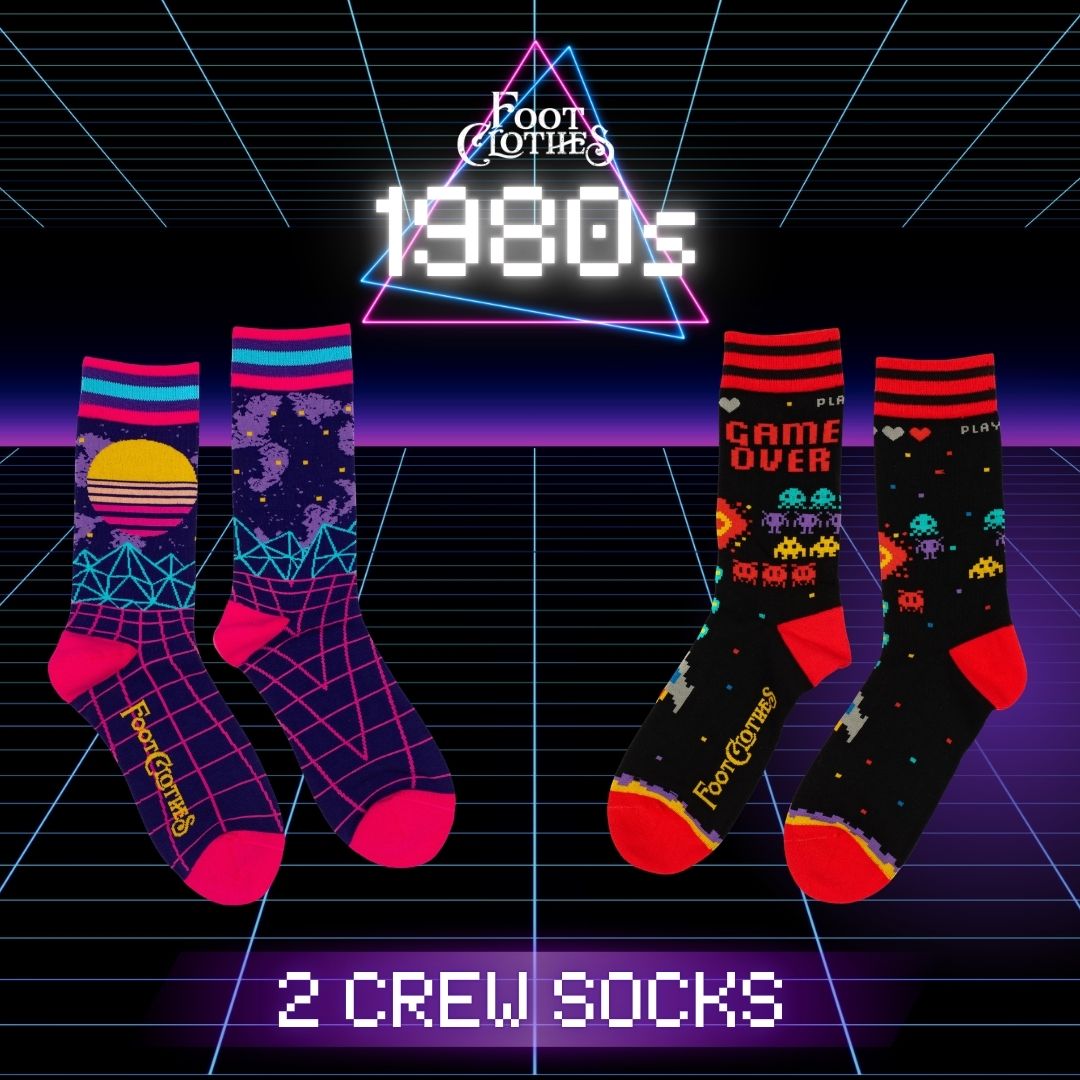 Game Over Vaporwave 80s Crew Sock Pack | 2 Designs