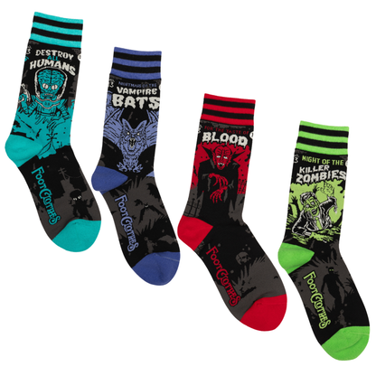 Retro Horror Crew Sock Pack  | 4 Designs - FootClothes